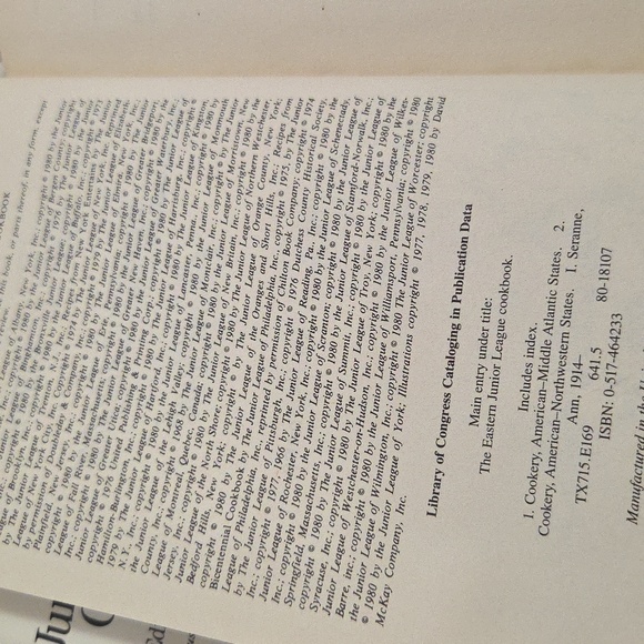 💞5/$10 THE EASTERN JUNIOR LEAGUE HARDCOVER COOKBOOK - Picture 5 of 5